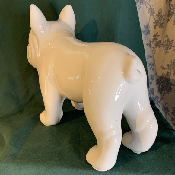 Large 13" White Ceramic French Bulldog Statue - Picture 6 of 8